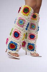 AZALEA WANG VERENA MULTI CROCHET OPEN TOE SANDAL BOOT
