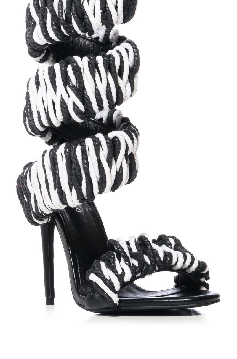 AZALEA WANG VINES ROPE DECOR WRAP UP SANDAL IN BLACK