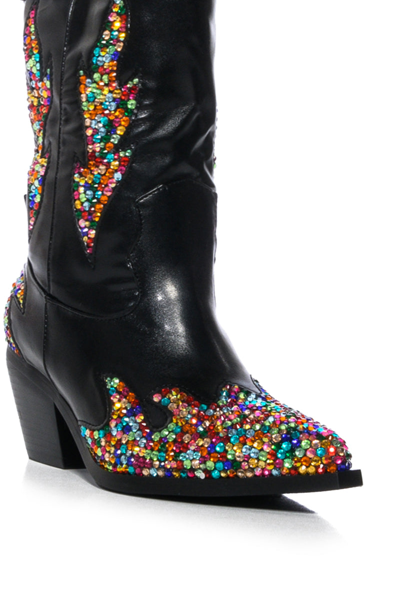 AZALEA WANG VINNY EMBELLISHED WESTERN BOOTIE
