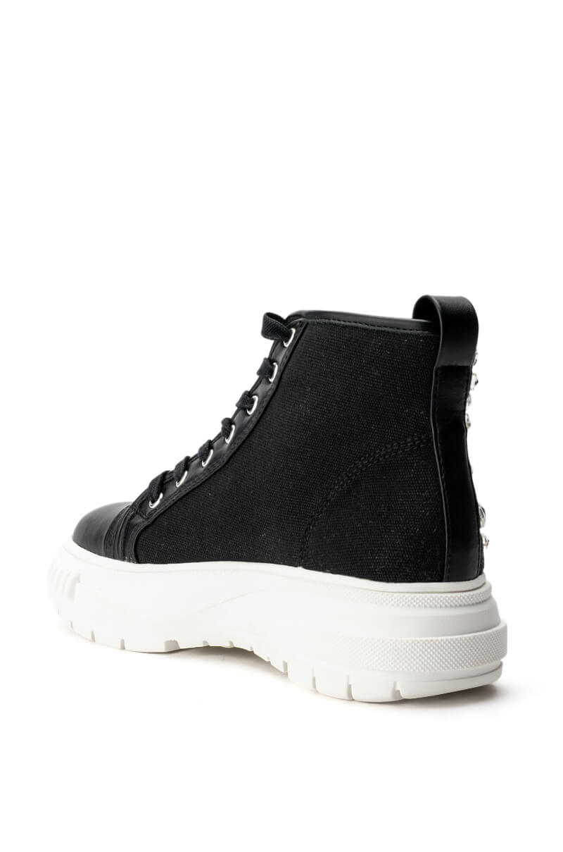 AZALEA WANG WAVERING GLASS FLAT SNEAKER IN BLACK
