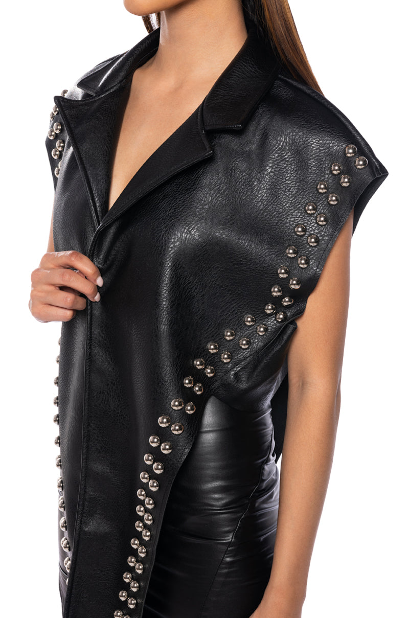 AZALEA WANG YOU ALREADY KNOW MOTO VEST WITH FRONT DRAPE