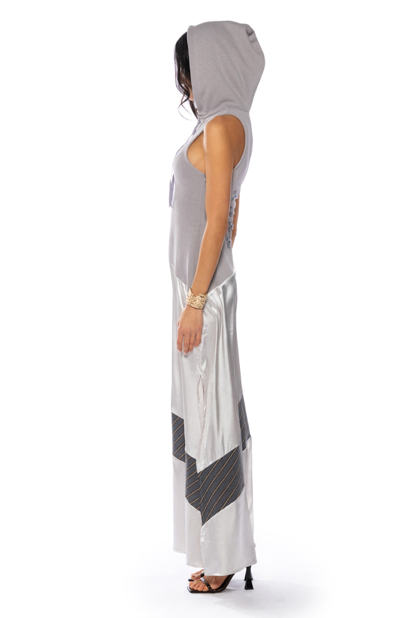 BONDI PATCHWORK HOODED MAXI DRESS