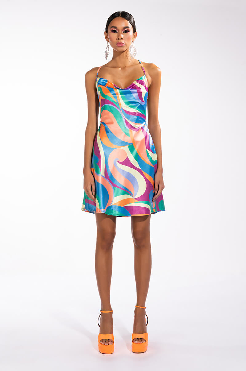 CLASSIC COWL NECK MINI DRESS