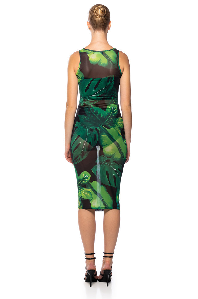 DAYNA PRINTED MESH MAXI DRESS