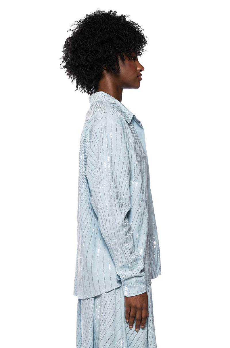 DENIMANIA RHINESTONE BUTTON DOWN
