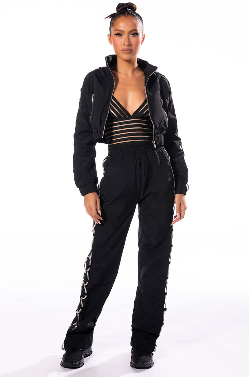 DIAMOND LACE UP TRACK PANT
