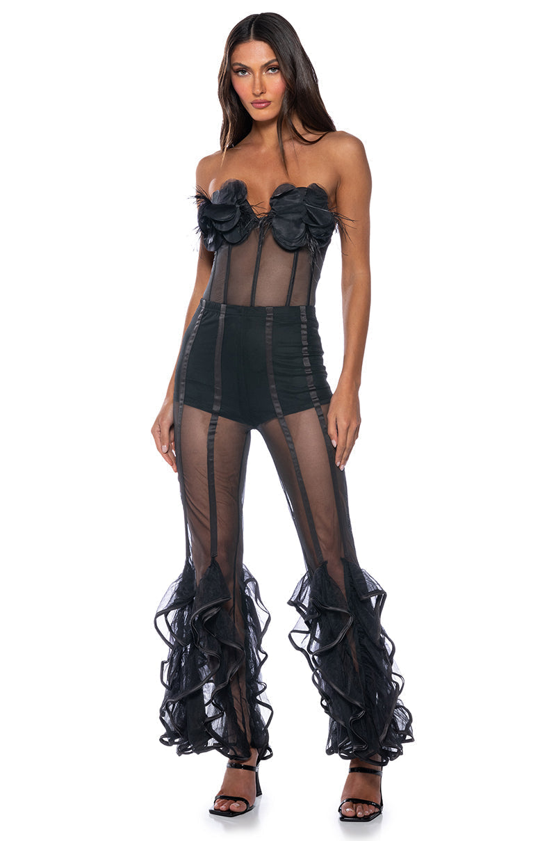 DISCO DIVA RUFFLED MESH PANT