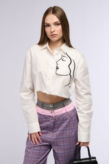 DONT STOP JUST YET BUTTON DOWN BLOUSE