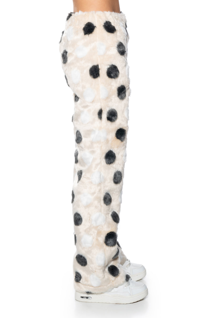 DOTTY FAUX FUR WIDE LEG JOGGER