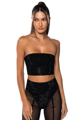 DYNAMITE EMBELLISHED STRAPLESS TOP