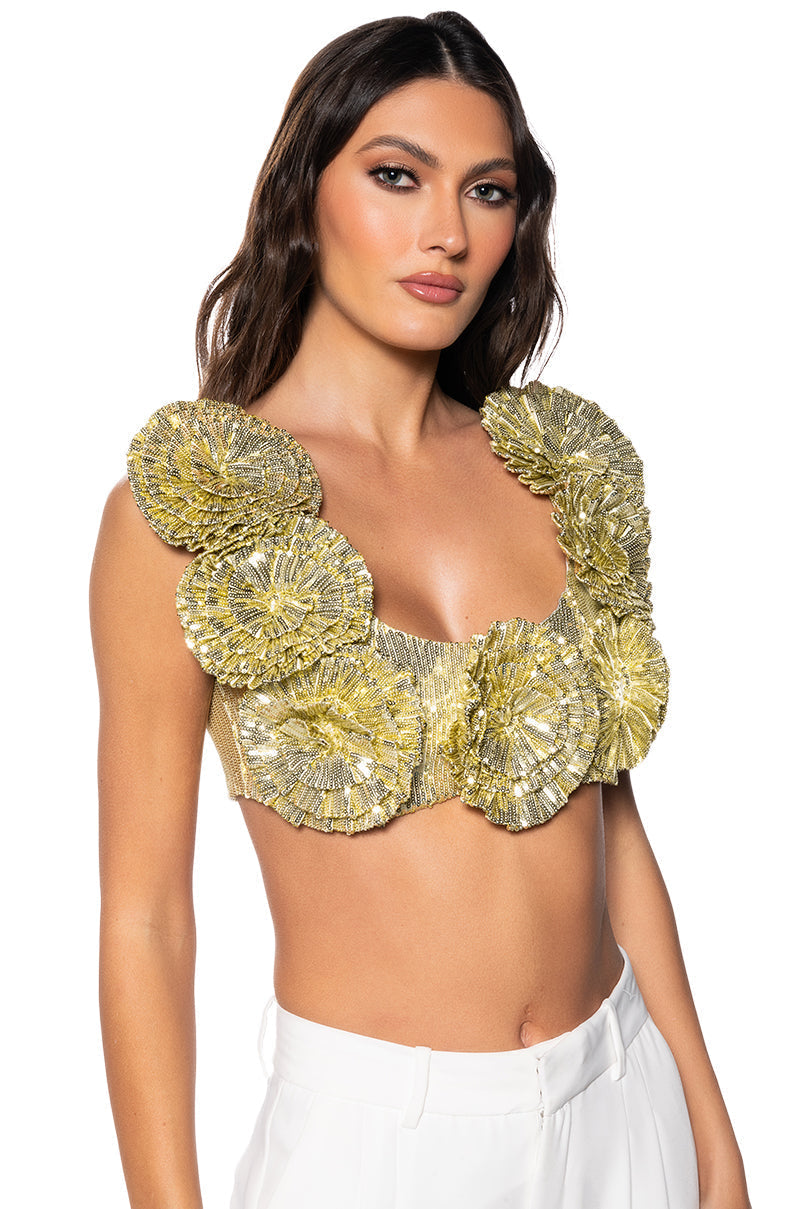 EVERY ROSE SEQUIN CROP TOP