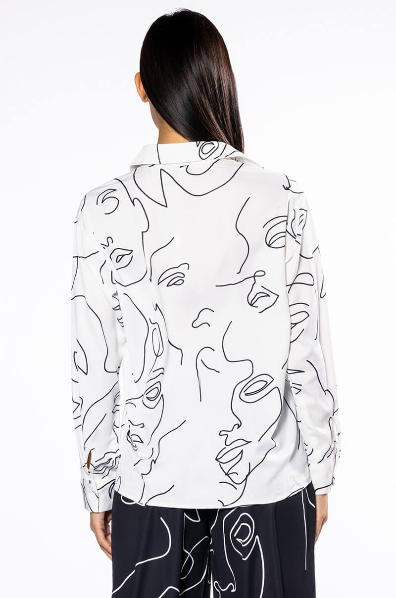 FACES BUTTON DOWN BLOUSE