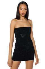 FANCY AND FUN RHINESTONE MINI DRESS IN BLACK