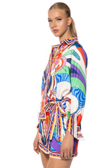 FEELING OTHERWORLDLY PRINTED TOP AND SKIRT SET