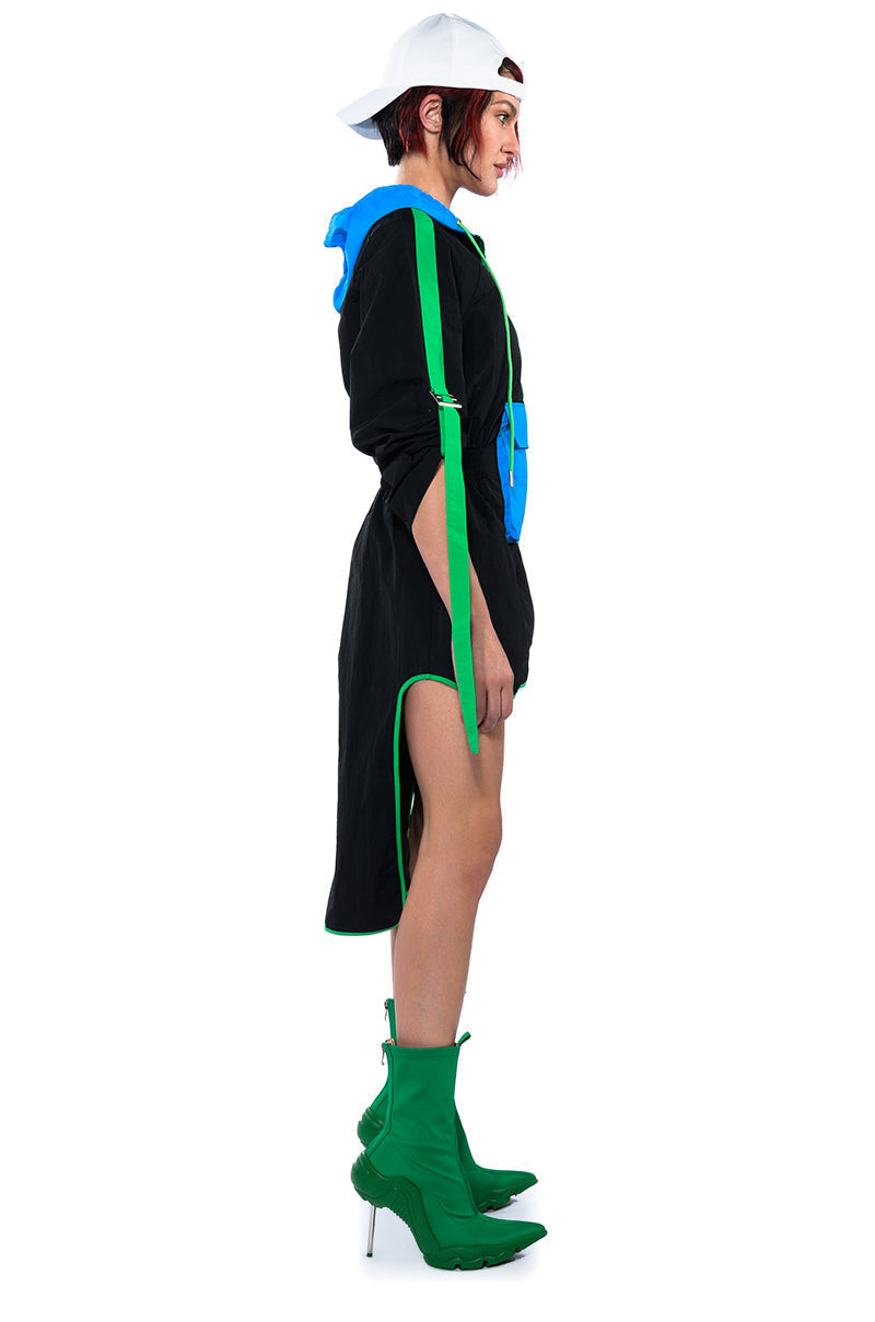 RUMER NYON HIGH LOW LONG SLEEVE MINI DRESS