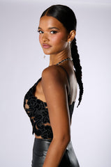 IN THE GARDEN VELVET BRALETTE TOP IN BLACK