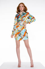 LET IT BE TIE FRONT MINI DRESS WITH CUT OUT