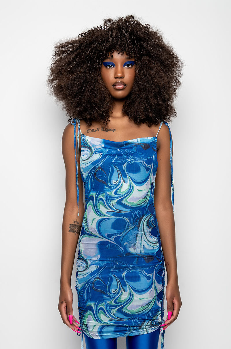 LIL BABY MESH PRINT MINI DRESS