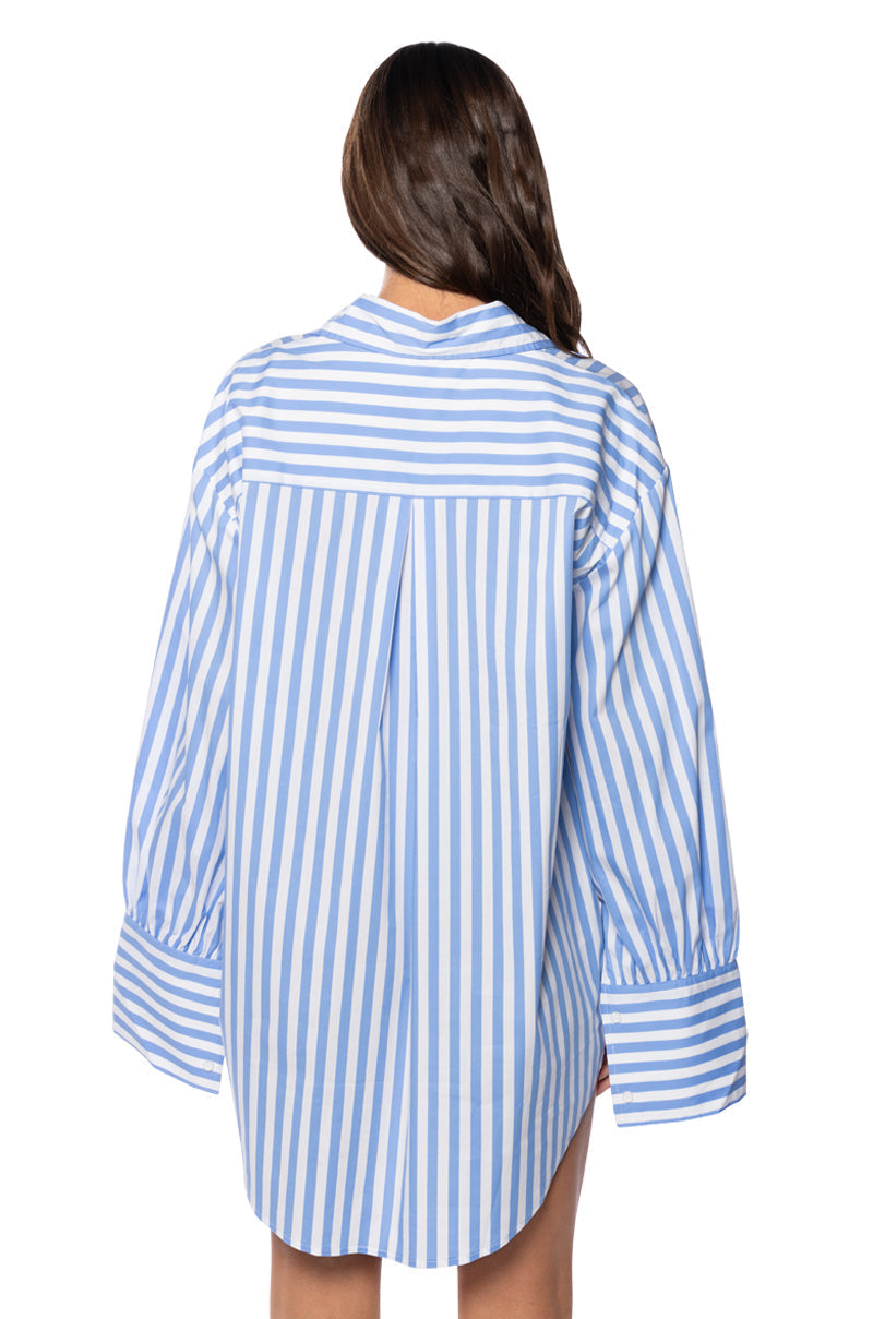 LOGAN STRIPED POPLIN MINI DRESS