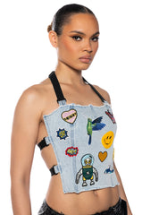 LOLA PATCH HALTER TOP