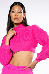MIRIAM BALLOON SLEEVE CROP SWEATER