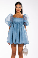 MISS HONEY LONG SLEEVE BABYDOLL MINI DRESS
