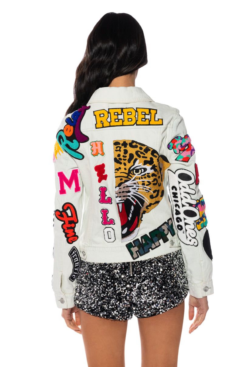 NO NO MULTI PATCH WORK DENIM JACKET