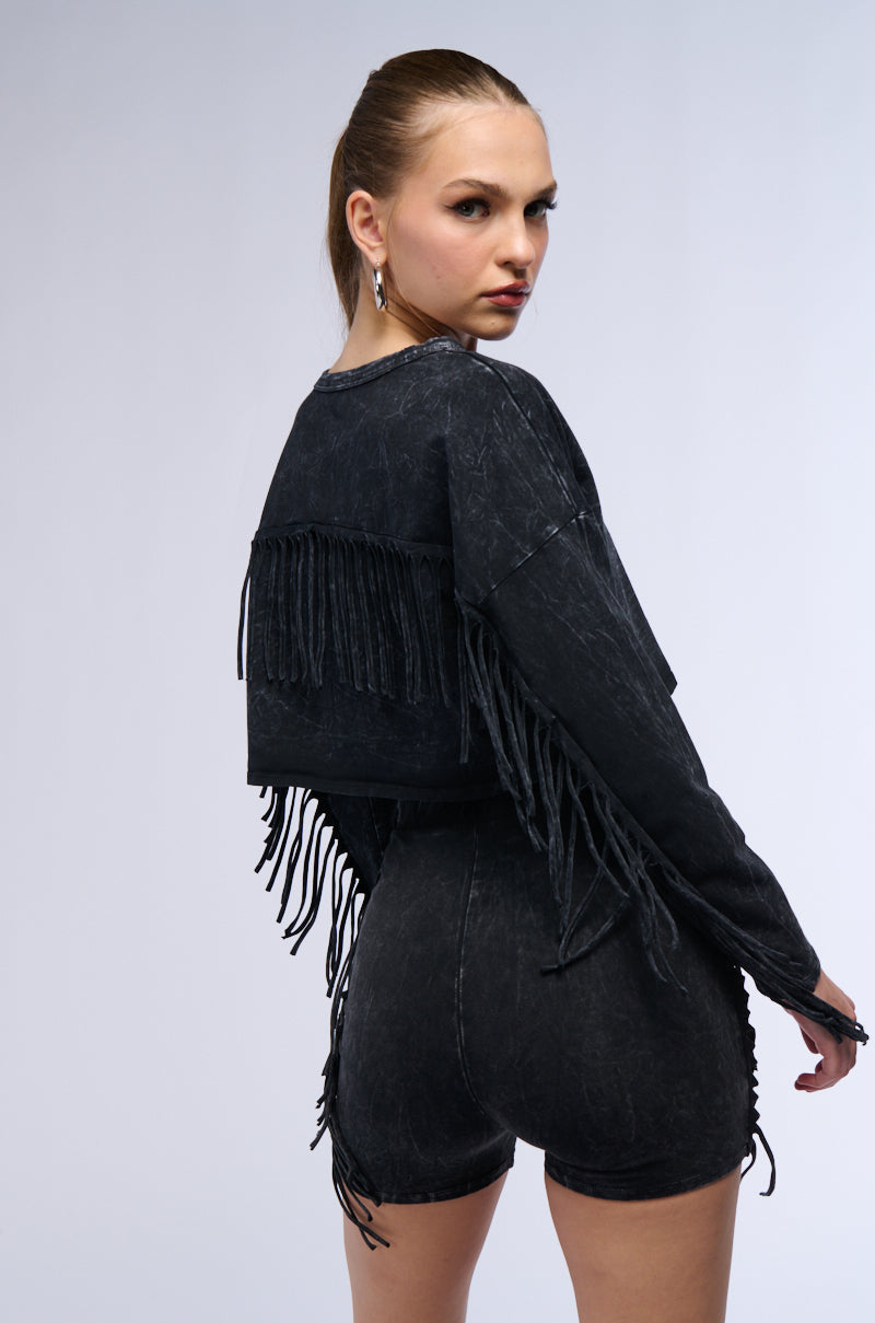 NYX WASHED FRINGE SWEATSHIRT
