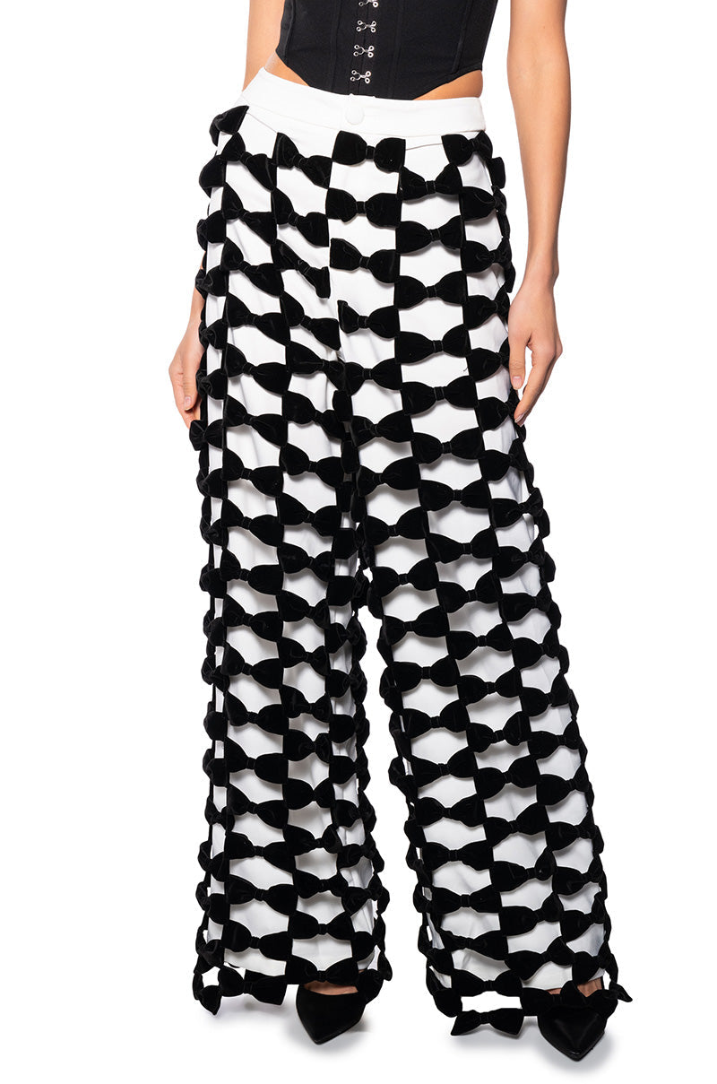 OPAL ALL OVER BOW DETAIL WIDE LEG PANT