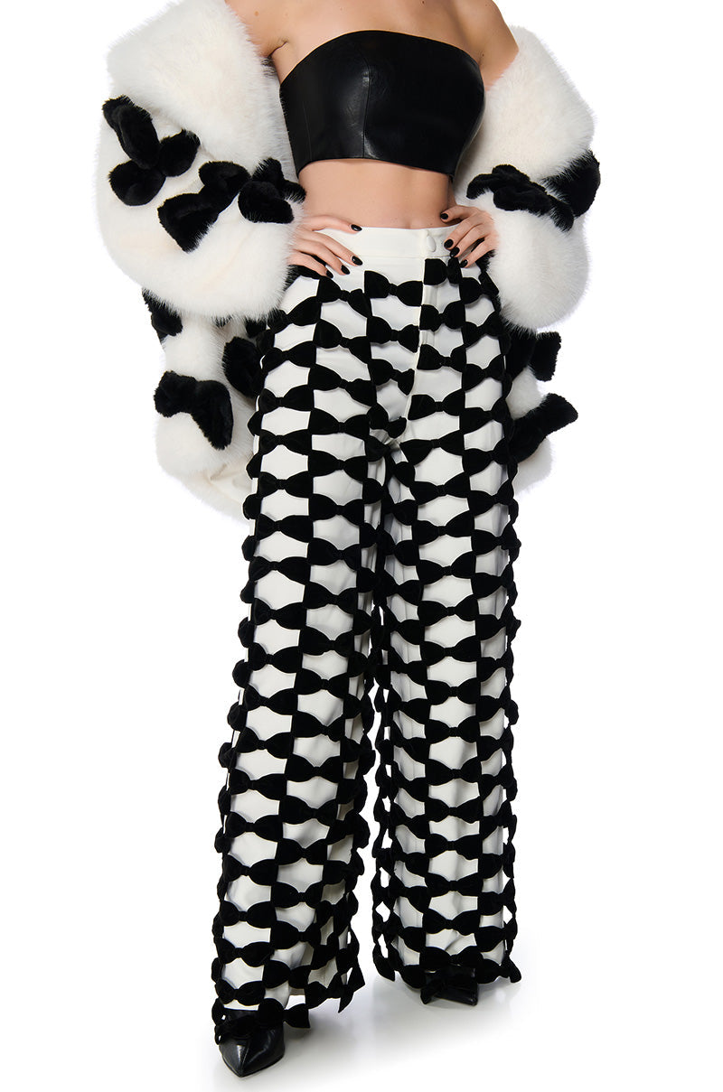 OPAL ALL OVER BOW DETAIL WIDE LEG PANT