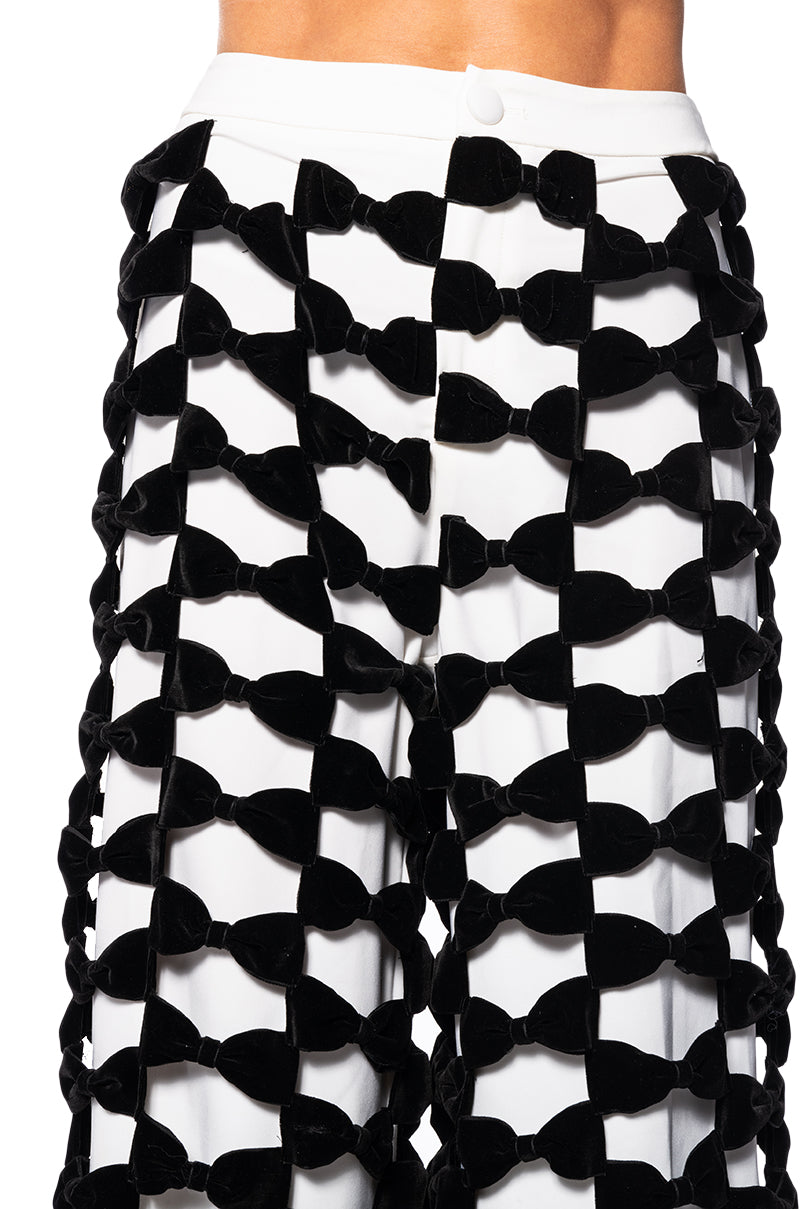OPAL ALL OVER BOW DETAIL WIDE LEG PANT