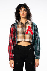 PATCHWORK GIRL CROPPED PLAID TOP