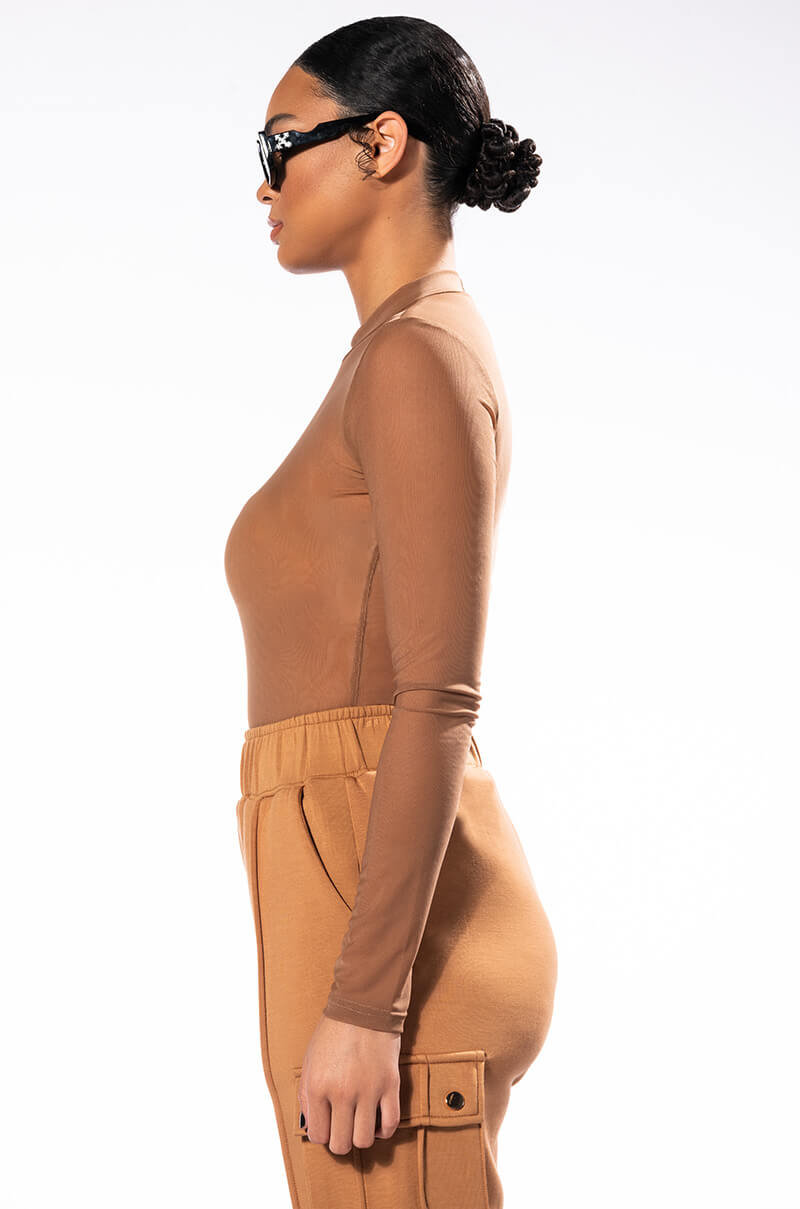 PAXTON SEXY MESH LONG SLEEVE BODYSUIT