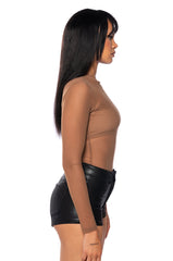 PAXTON SEXY SINGLE MESH LONG SLEEVE BODYSUIT