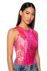 PINK PARADISE SLEEVELESS MESH BODYSUIT