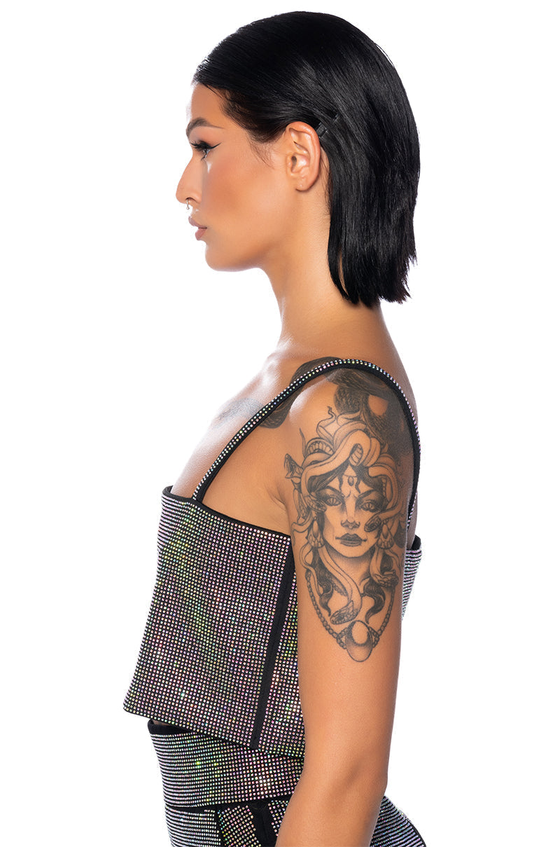 POP STAR HOT FIX RECTANGLE CROP TOP