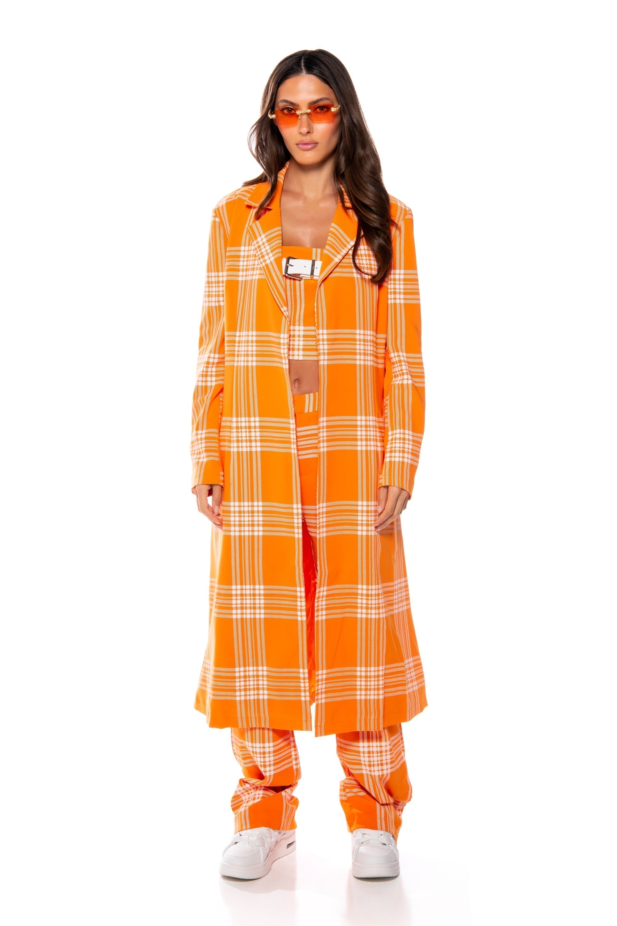 POPSICLE BRIGHT PLAID TRENCH COAT