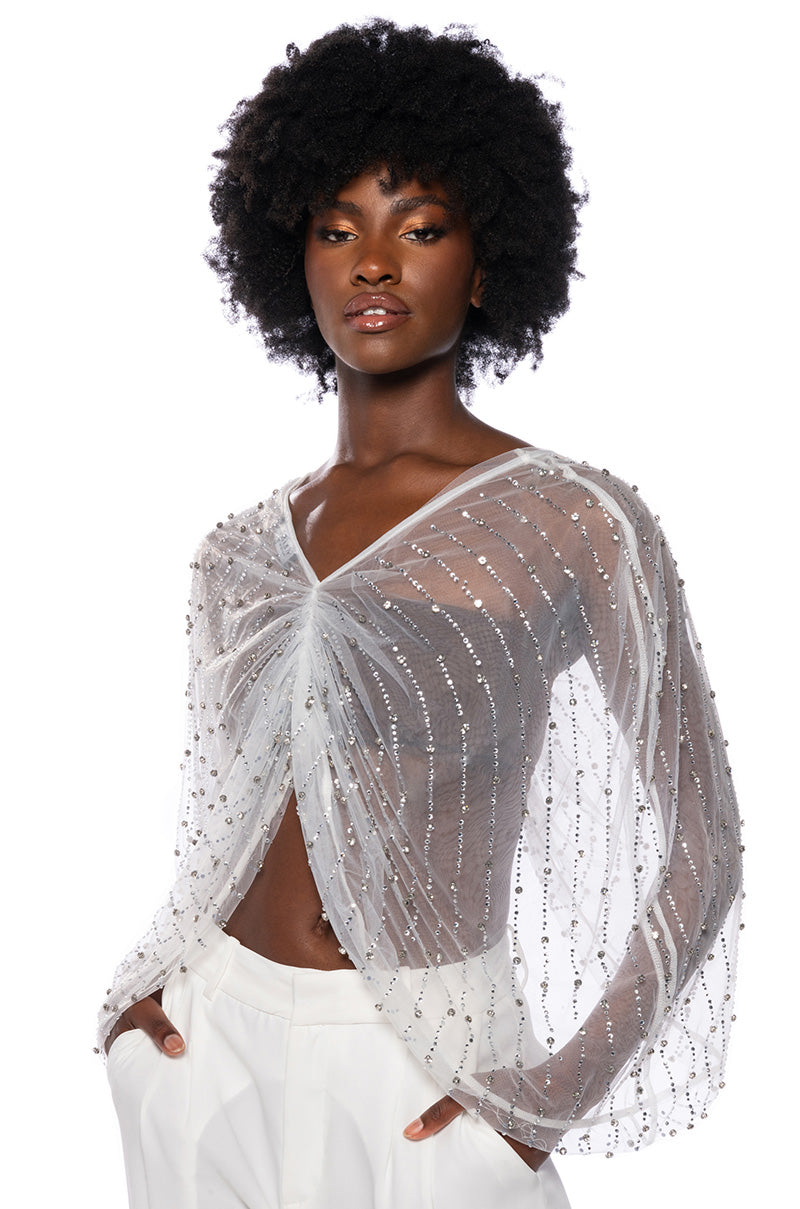 PRETTY AND SIMPLE SHEER EMBELLISHED TOP