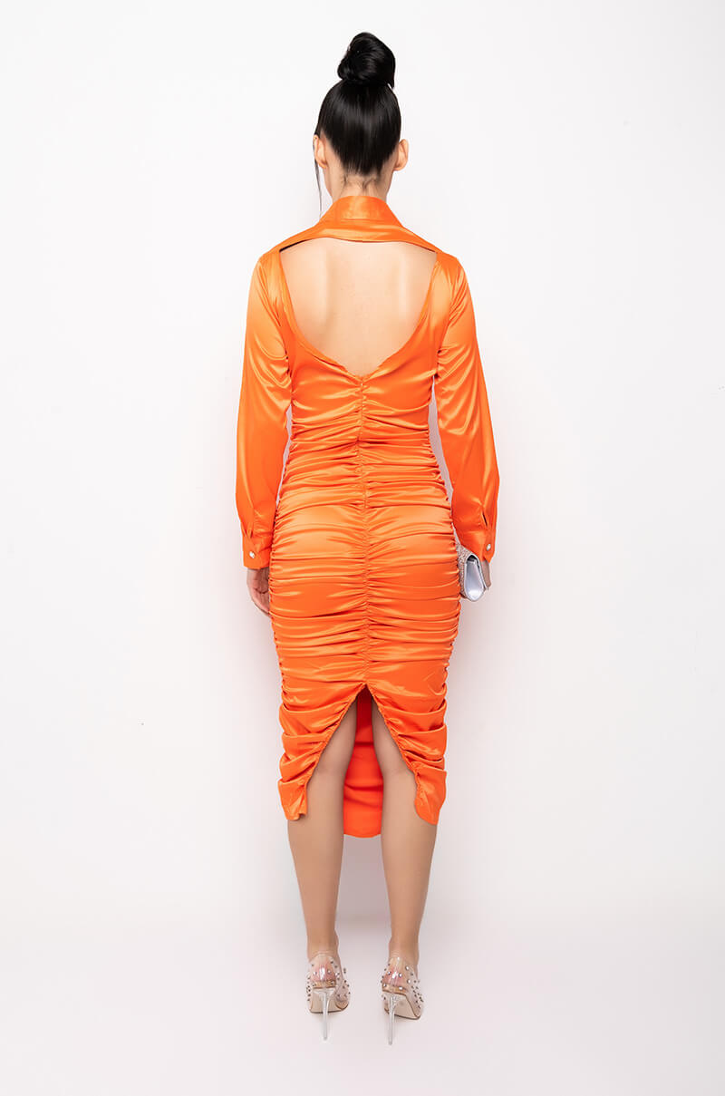 PRETTY DRESS PRETTY FACE RUCHED MIDI DRESS