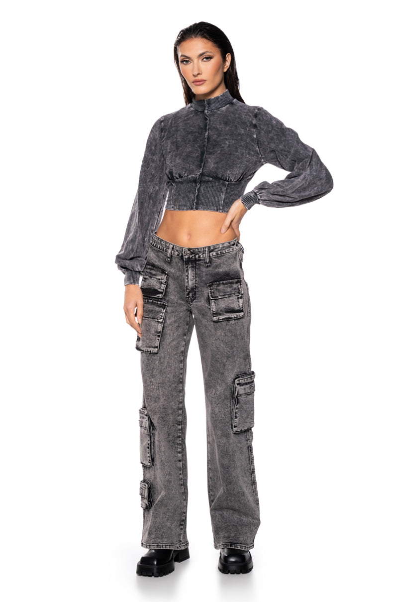 READY FOR ANYTHING CASUAL CORSET LONG SLEEVE TOP