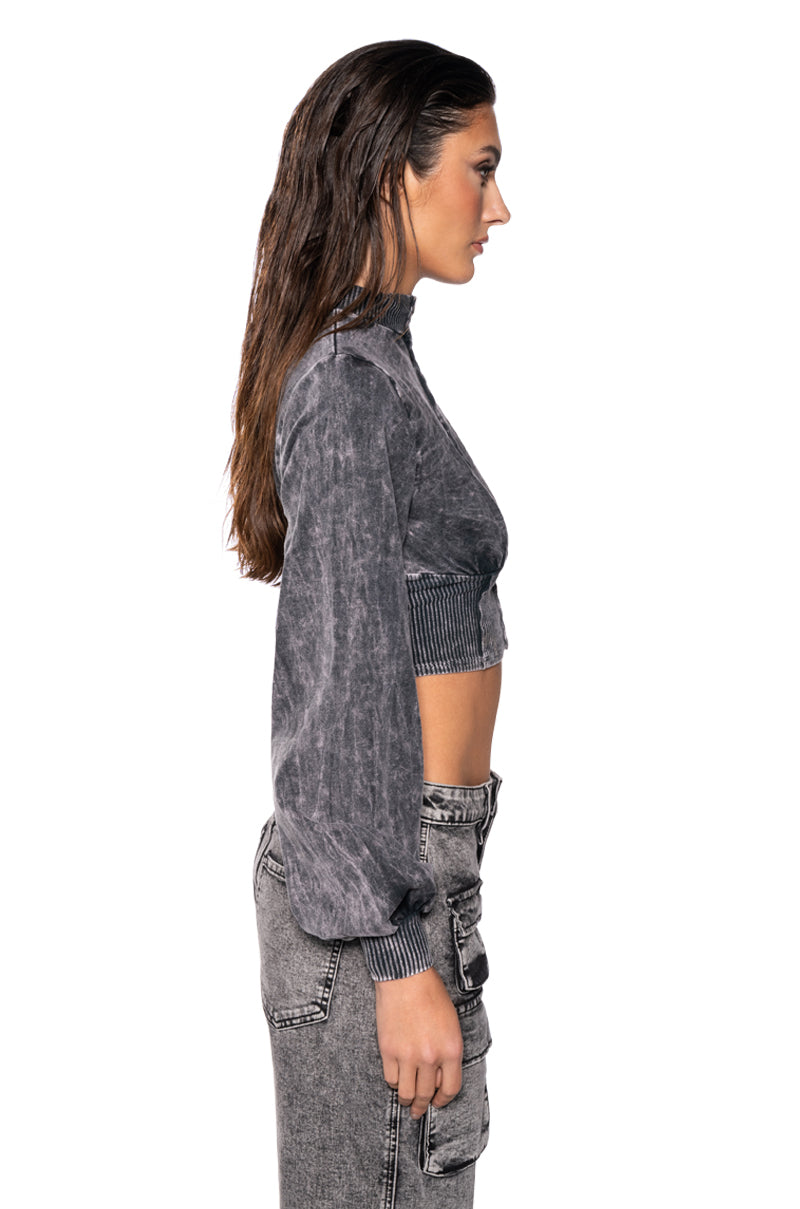 READY FOR ANYTHING CASUAL CORSET LONG SLEEVE TOP