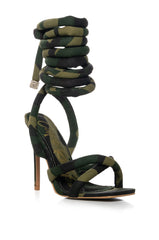 ROBERTA CAMO CHUNKY LACE UP SANDAL